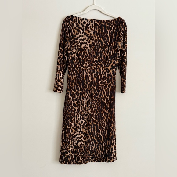 Lauren Ralph Lauren Leopard Print Sheath Dress with Side Ruching Womens Size 2 - Picture 5 of 11